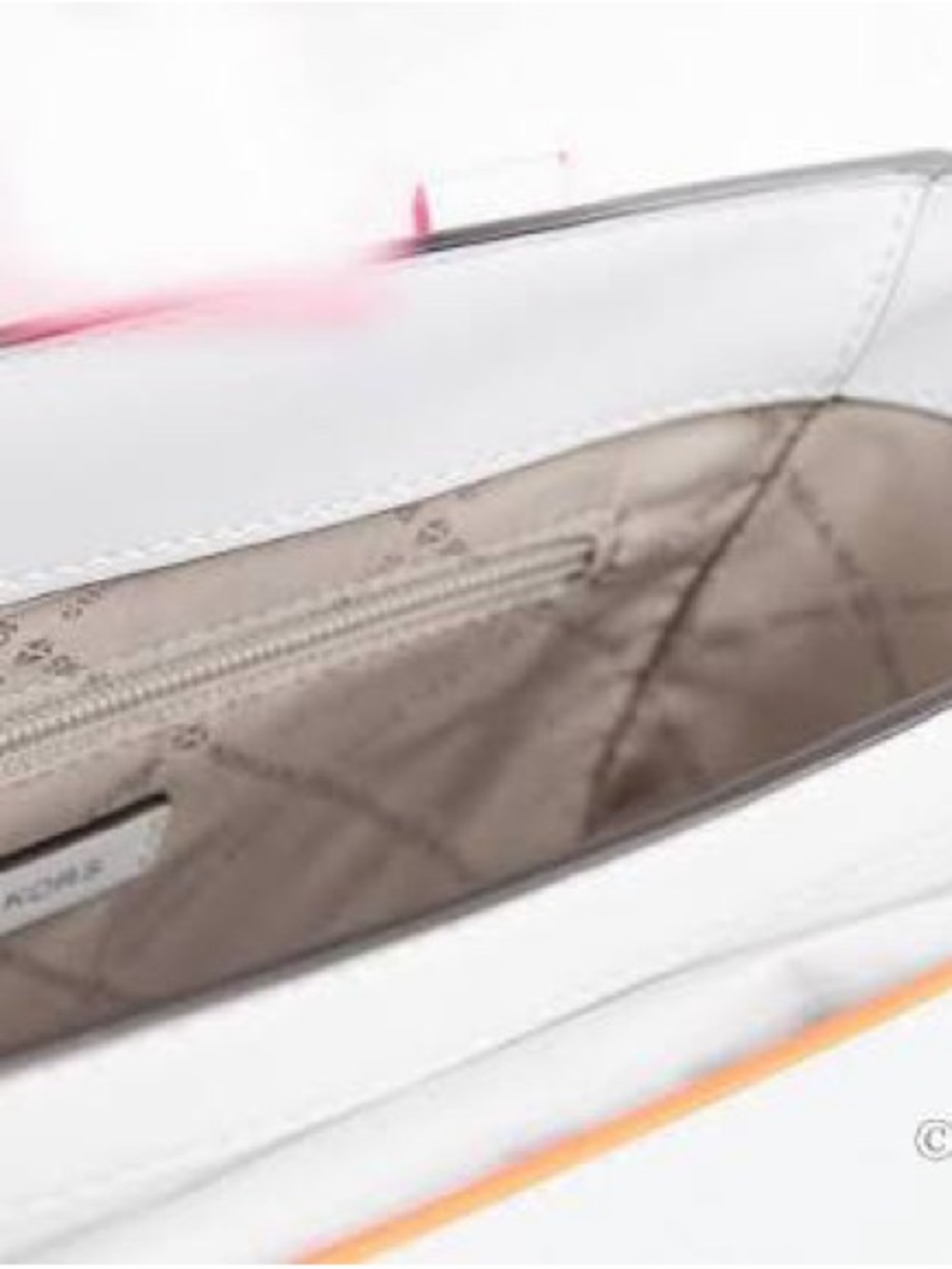 Michael Kors White Satchel with Iridescent Hardware and Orange Handle - Picture 6 of 6